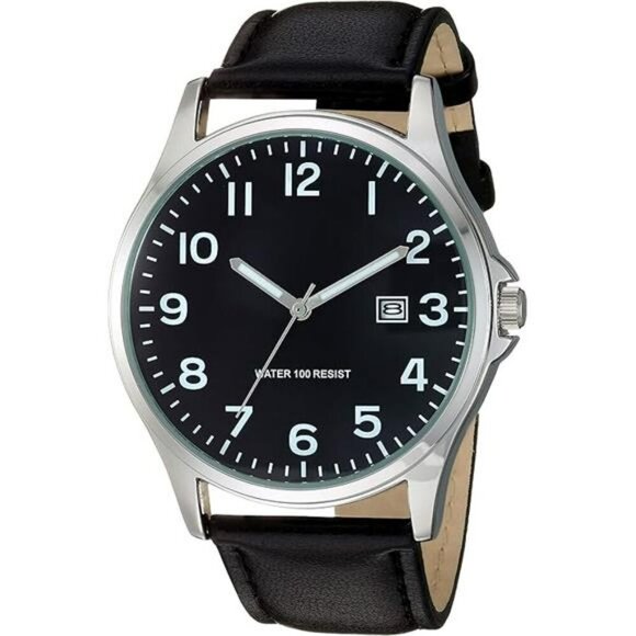 Mens Easy Read Analog Watch Black Strap Date Display Luminous Hands Classic - Picture 5 of 5